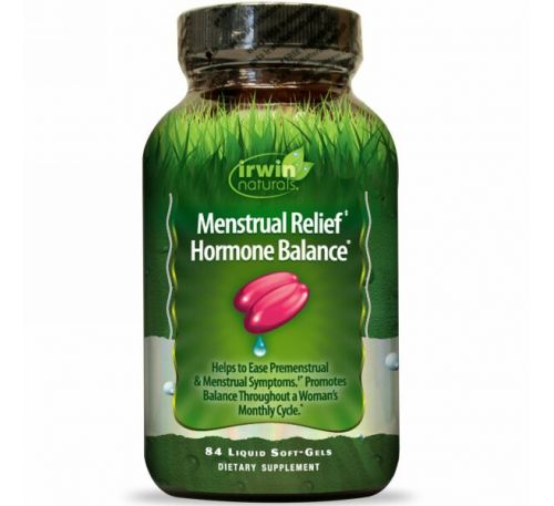 Irwin Naturals, Менструальный комфорт, гормональный баланс, 84 жидкостных желатиновых капсул