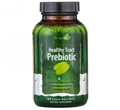 Irwin Naturals, "Пребиотик для здорового кишечника", пищевая добавка-пребиотик для подкормки полезных бактерий, 60 мягких желатиновых капсул с жидкостью