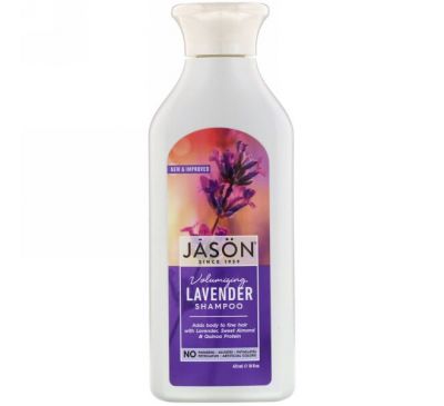Jason Natural, Чистый натуральный шампунь, придающая объём лаванда, 16 жидких унций (473 мл)