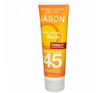 Jason Natural, Семейный природный солнцезащитный крем, SPF 45, 4 унции (113 г)