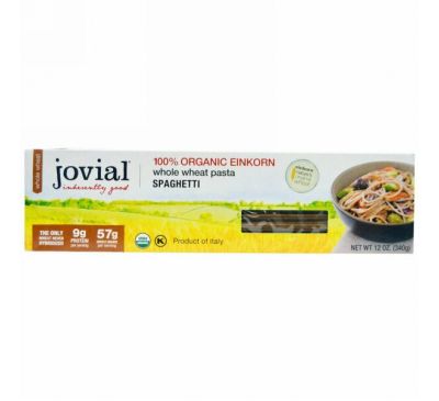 Jovial, Цельнозерновая паста, Спагетти, 12 унций (340 г)