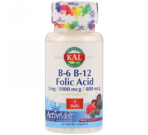 KAL, B-6, B-12, фолиевая кислота, ягода, 60 микротаблеток