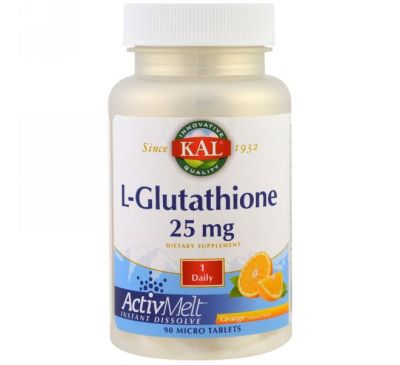 KAL, L-глутатион, ActivMelt, апельсин, 25 мг, 90 микротаблеток