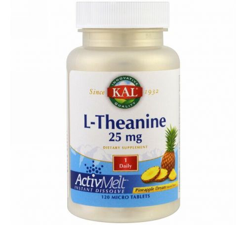 KAL, L-теанин, ActivMelt, ананасовая мечта, 25 мг, 120 микротаблеток