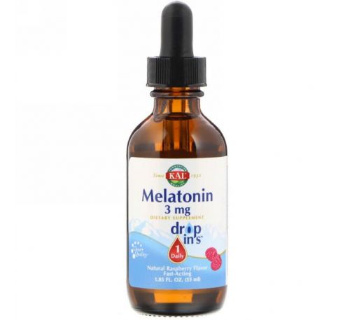 KAL, Melatonin, Natural Raspberry Flavor, 3 mg , 1.85 fl oz (55 ml)