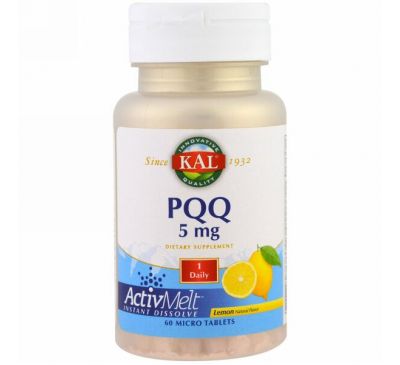 KAL, PQQ (пирролохинолинхинон) с лимонным вкусом, 5 мг, 60 микротаблеток