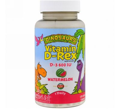 KAL, Vitamin D-Rex, Watermelon, 600 IU, 120 Micro Tablets