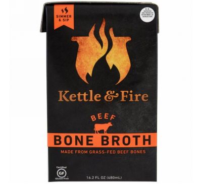 Kettle & Fire, Костный бульон, говяжий, 16,2 жидк. унц. (480 мл)