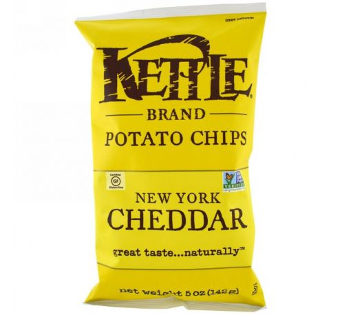 Kettle Foods, Картофельные чипсы, New York Cheddar, 5 унций (142 г)