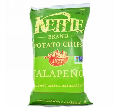 Kettle Foods, Картофельные чипсы, острые!  Халапеньо, 142 г