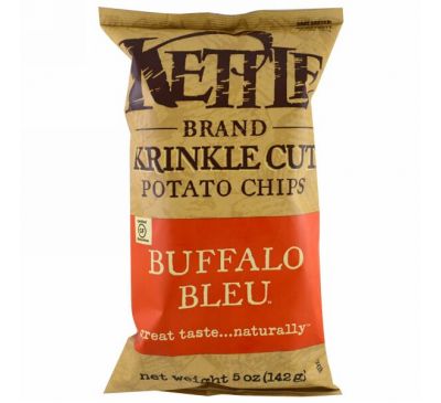 Kettle Foods, Картофельные чипсы, со вкусом мяса баффало блю, 5 унций (142 г)