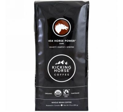 Kicking Horse, 454 лошадиных сил, темный. Кофе в зернах. 284 г (10 унций)