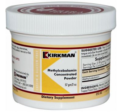 Kirkman Labs, Концентрированный порошок метилкобаламина, 2 унции (57 г)