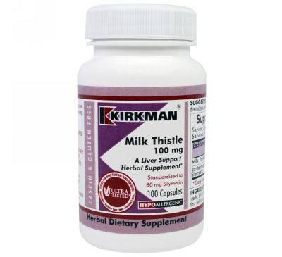 Kirkman Labs, Расторопша, 100 мг, 100 капсул