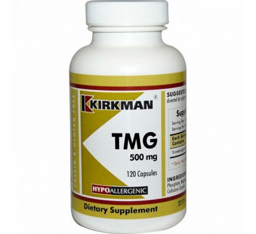 Kirkman Labs, Триметилглицин (TMG), 500 мг, 120 капсул