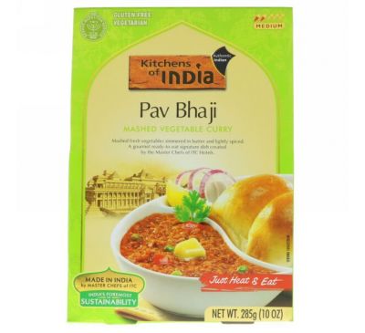 Kitchens of India, Pav Bhaji, Mashed Vegetable Curry, Medium, 10 oz (285 g)