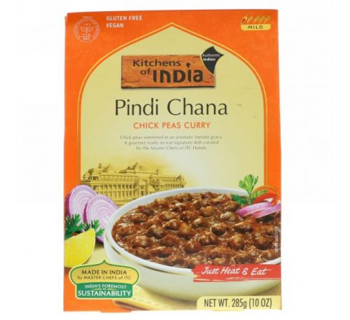 Kitchens of India, Пинди чана, индийское карри из нута, неострое, 10 унц. (285 г)