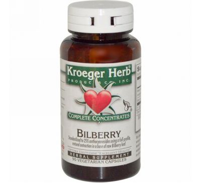 Kroeger Herb Co, Черника, 90 растительных капсул