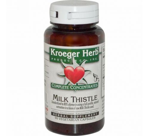 Kroeger Herb Co, Полная концентрация, Расторопша пятнистая, 90 растительных капсул