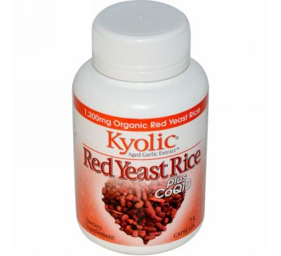 Kyolic, Экстракт возрастного чеснока, красный дрожжевой рис, плюс CoQ10 75 капсул