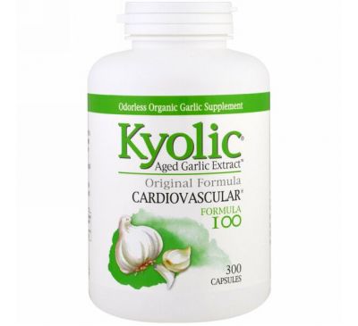 Kyolic, Выдержанный чесночный экстракт, для сердечно-сосудистой системы, формула 100, 300 капсул