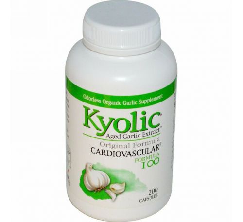 Kyolic, Выдержанный чесночный экстракт, сердечно-сосудистая система, формула 100, 200 капсул