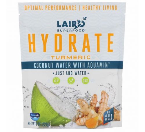 Laird Superfood, Hydrate, Tumeric, Coconut Water with Aquamin, 8 oz (227 g)