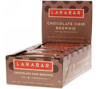 Larabar, Печенье с кусочками шоколада, 16 батончиков, 1,6 унции (45 г) каждый