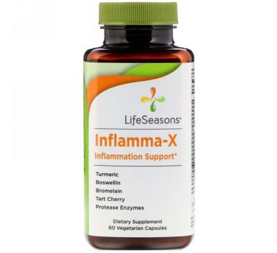 LifeSeasons, Inflamma-X, поддержка при воспалении, 60 вегетарианских капсул