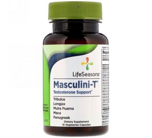 LifeSeasons, Masculini-T, поддержка тестостерона, 15 вегетарианских капсул