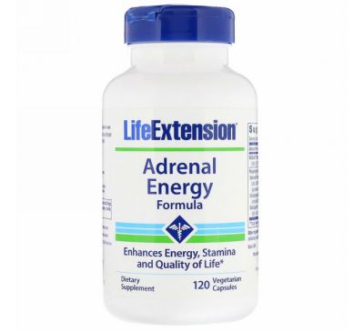 Life Extension, Адреналиновая энергетическая формула, 120 вегетарианских капсул