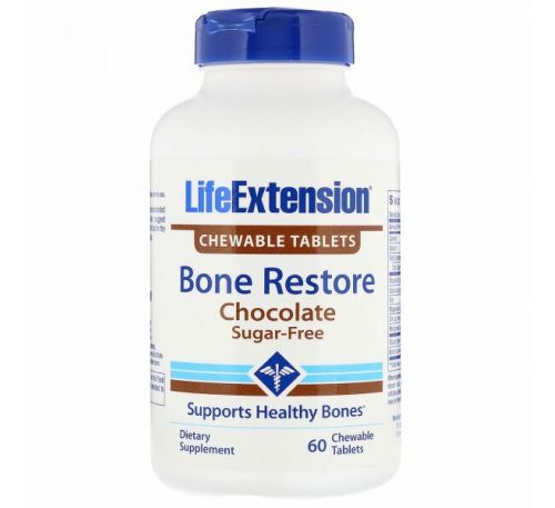 Life Extension, Bone Restore, Sugar-Free, Chocolate, 60 Chewable Tablets