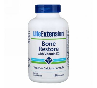 Life Extension, Bone Restore, с витамином K2, 120 капсул