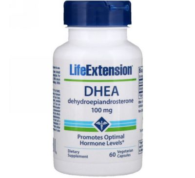 Life Extension, DHEA (ДГЭА), 100 мг, 60 вегетарианских капсул
