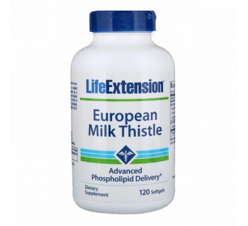 Life Extension, Европейский молочный чертополох, 120 желатиновых капсул