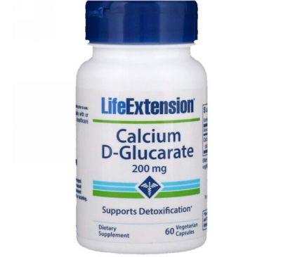 Life Extension, Кальций D-глюкарат, 200 мг, 60 растительных капсул