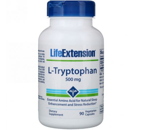 Life Extension, L-Tryptophan, 500 mg, 90 Vegetarian Capsules