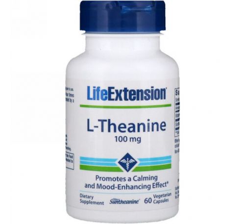 Life Extension, L-теанин, 100 мг, 60 растительных капсул