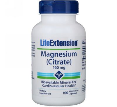 Life Extension, Магний (цитрат), 160 мг, 100 вегетарианских капсул