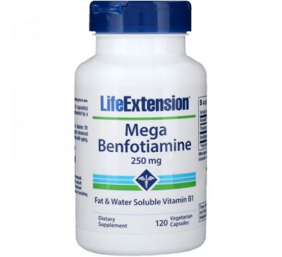 Life Extension, Мега-бенфотиамин, 250 мг, 120 капсул на растительной основе