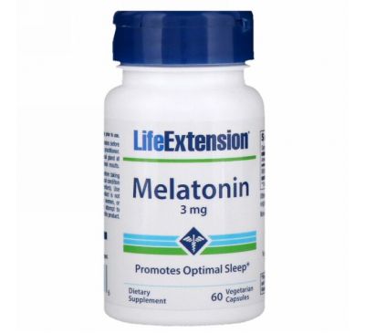 Life Extension, Мелатонин, 3 мг, 60 вегетарианских капсул