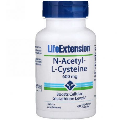 Life Extension, N-ацетил-L-цистеин, 600 мг, 60 вегетарианских капсул