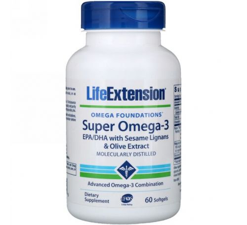 Life Extension, Омега-заряд, cуперомега-3, 60 желатиновых капсул