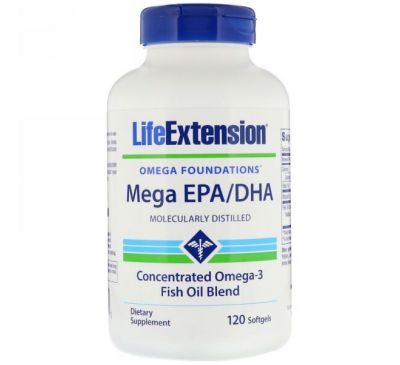 Life Extension, Omega Foundations, Mega EPA/DHA, 120 Softgels