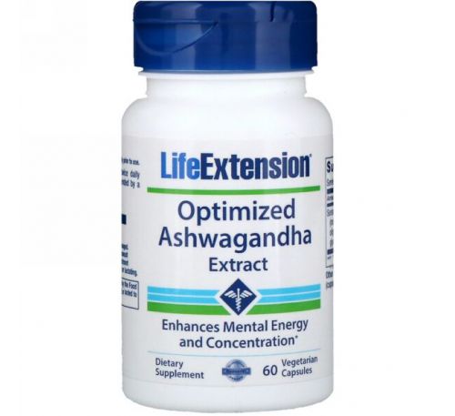 Life Extension, Оптимизированный экстракт ашвагандхи, 60 вегетарианских капсул