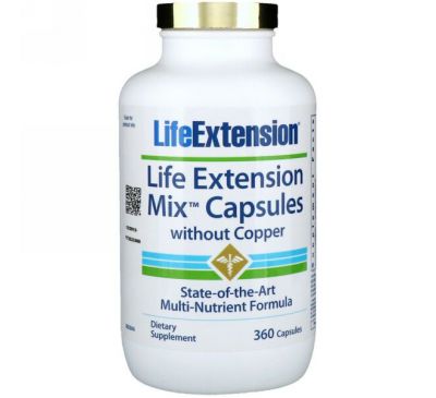 Life Extension, Смешанные капсулы без меди, 360 капсул