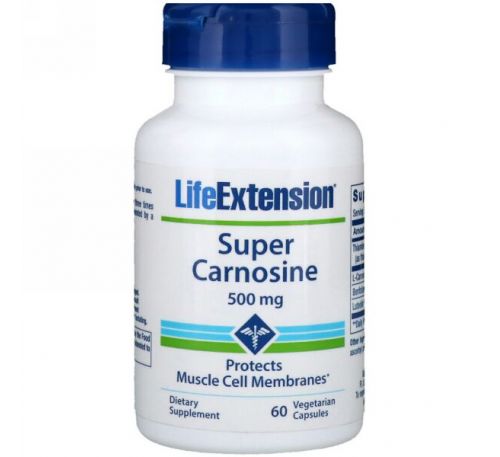 Life Extension, Супер Карнозин, 500 мг, 60 Растительных капсул