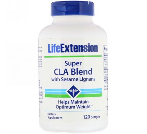 Life Extension, Супер смесь КЛК с кунжутным лигнаном, 1000 мг, 120 желатиновых капсул