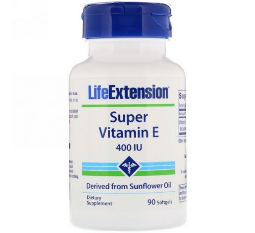 Life Extension, Супер витамин Е, 400 МЕ, 90 гелевых капсул