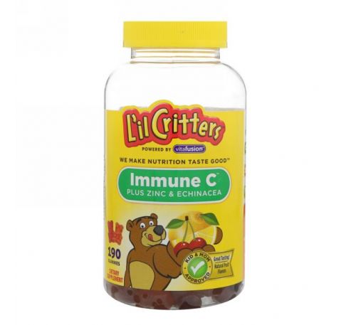 L'il Critters, Жевательные витамины Immune C с цинком и эхинацеей, 190 жевательных таблеток